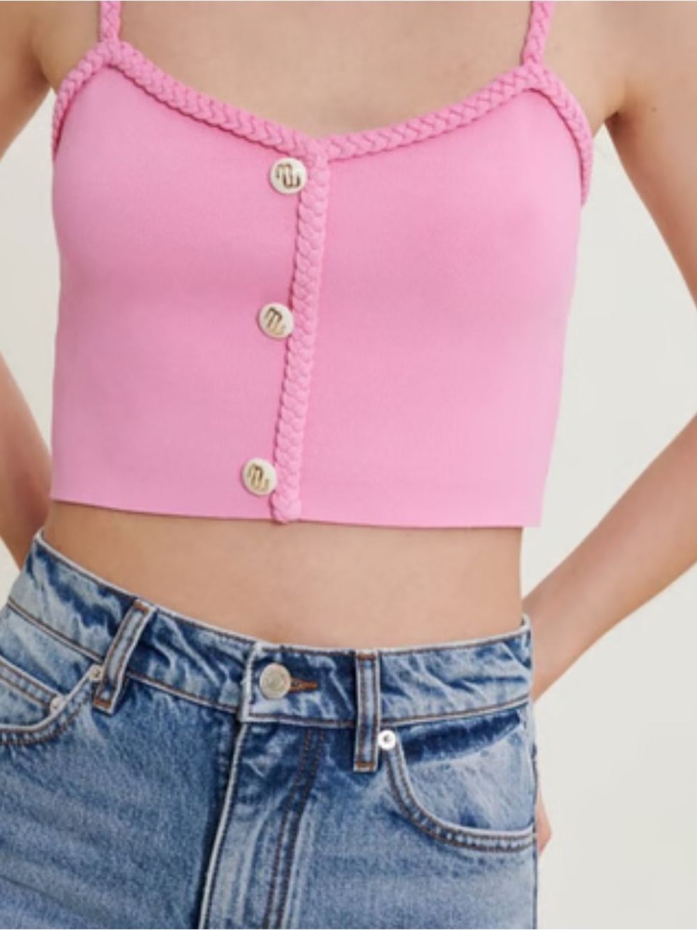 NWT Maje Madeny Braided Trim Top-pink sz m